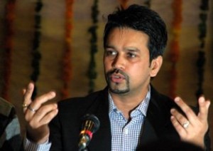 Anurag Thakur, Secretary General of Himachal Pradesh Olympic Association addressing media in Shimla on Friday. Photo toi