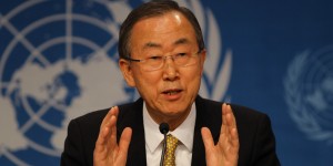 MONTREUX, SWITZERLAND - JANUARY 22:  United Nations Secretary-General Ban Ki-Moon attends a press conference on the first day of Geneva II Conference in Montreux, Switzerland on January 22, 2014. (Photo by Evren Atalay/Anadolu Agency/Getty Images)